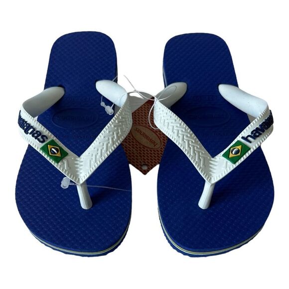 Havianas Unisex Brazil Logo Marine Blue Flip Flop Sandal - Picture 1 of 6
